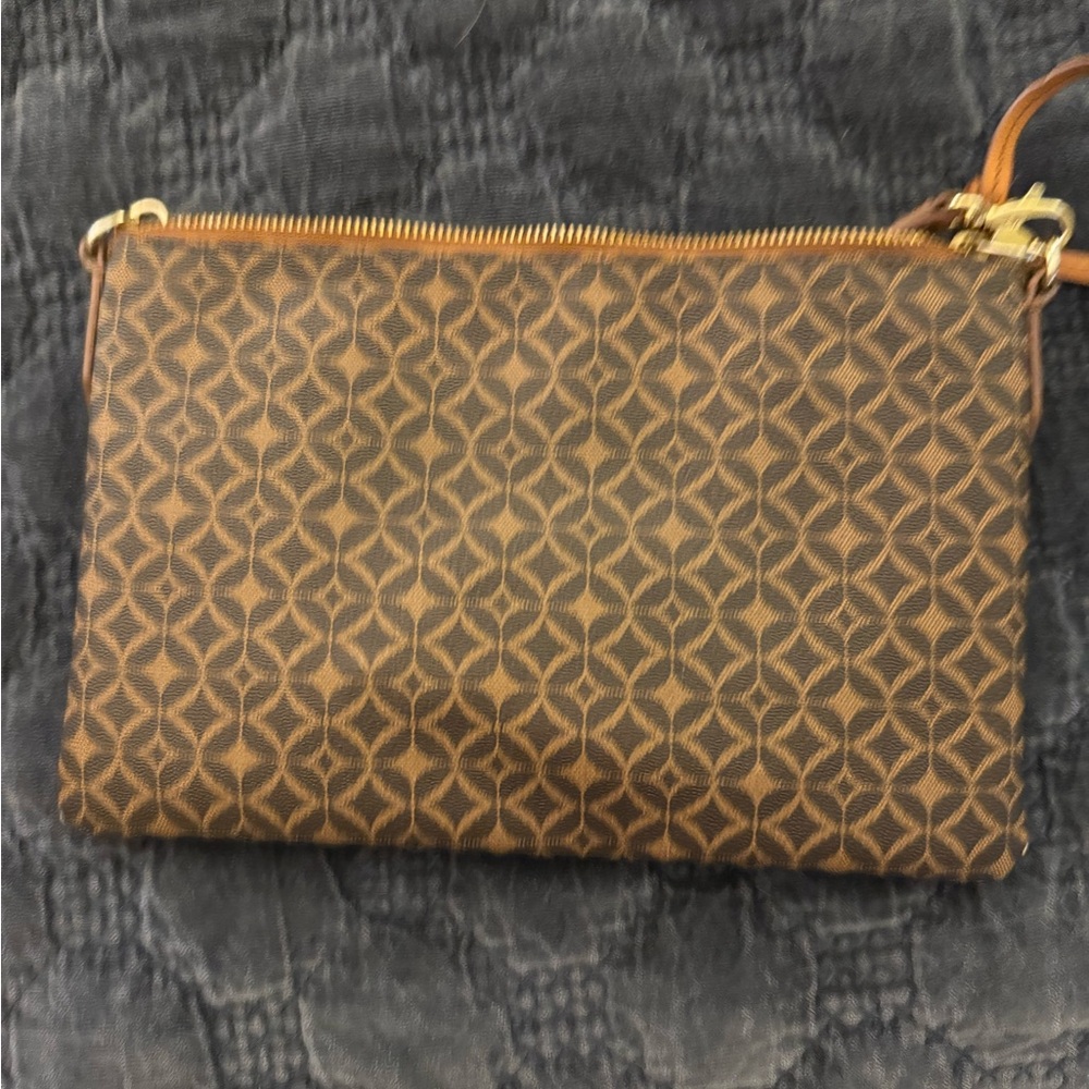 Brown Patterned Clutch